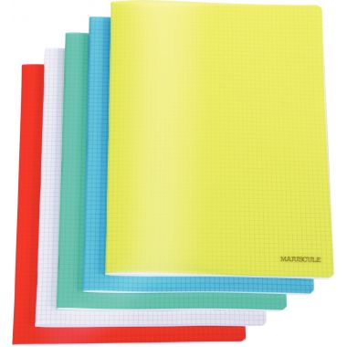 Piqûre 96 pages MAJUSCULE, format 24x32 cm, papier blanc 90g, quadrillé 5x5, couverture polypropylène jaune
