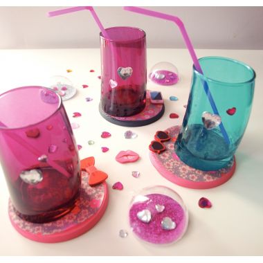 Lot de 4 dessous de verre en bois, diamètre 10,5 cm