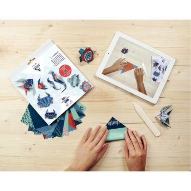 Pochette 60 feuilles origami 3 formats animaux marins