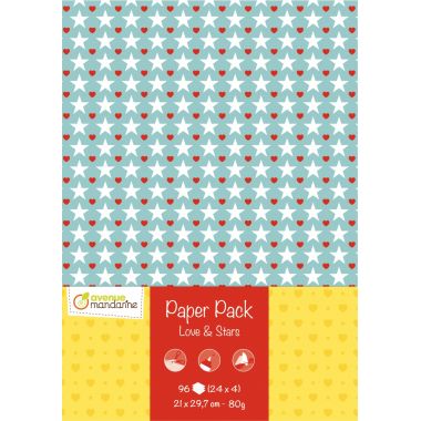 Paquet de 96 feuilles papier coeur étoiles 80g format A4