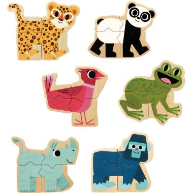 Djeco - Lot de 6 puzzles magnétiques MIXANIMO, 24 pièces - DJ03126