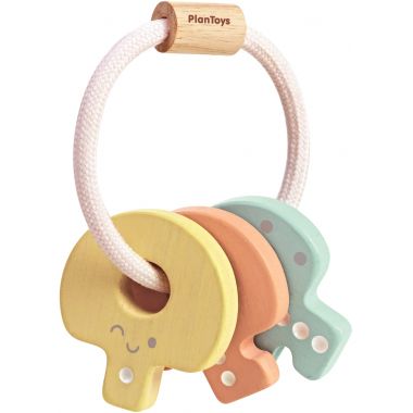 Hochet 3 clés en bois pastel PLAN TOYS