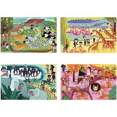 Coffret de 4 puzzles progressifs, les animaux du zoo