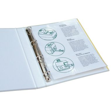 Boite de 100 pochettes à plastifier format 22,8x30,3 cm pour document 21x29,7 cm. En polyester brillant épaisseur 80 microns par face. Avec perforation universelle