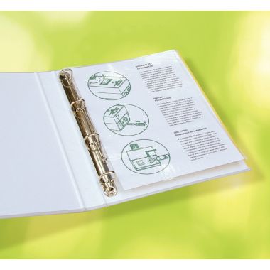 Boite de 100 pochettes à plastifier format 22,8x30,3 cm pour document 21x29,7 cm. En polyester brillant épaisseur 80 microns par face. Avec perforation universelle