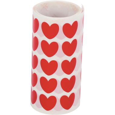Rouleau de 900 gommettes Cœur rouges 20 x 18 mm