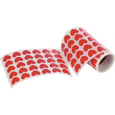 Rouleau de 900 gommettes Cœur rouges 20 x 18 mm