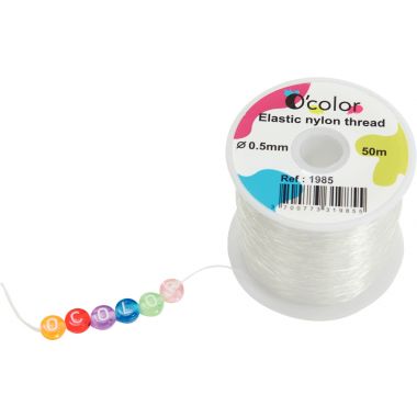 Bobine 50 mètres fil nylon élastique transparent diamètre 0.50 mm