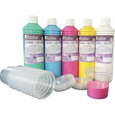 Lot de 5 flacons 500ml de peinture craie liquide