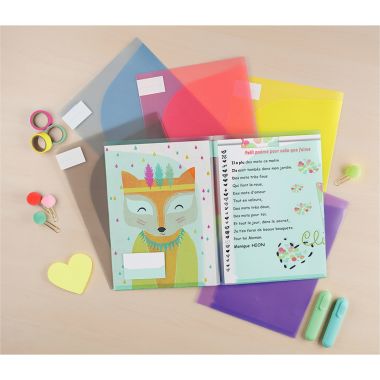Paquet de 12 chemises double poche en polypropylène 20/100ème, coloris assortis
