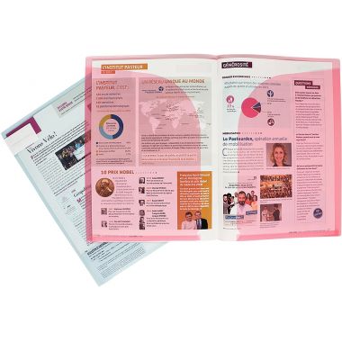 Paquet de 12 chemises double poche en polypropylène 20/100ème, coloris assortis