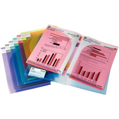 Paquet de 12 chemises double poche en polypropylène 20/100ème, coloris assortis