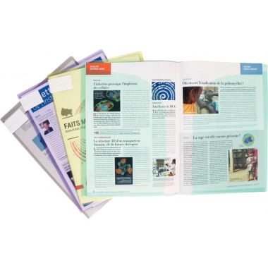 Paquet de 12 chemises double poche en polypropylène 20/100ème, coloris assortis