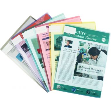 Paquet de 12 chemises double poche en polypropylène 20/100ème, coloris assortis