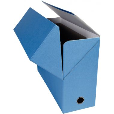 Boite de transfert papier toilé, dos 12 cm, bleu clair