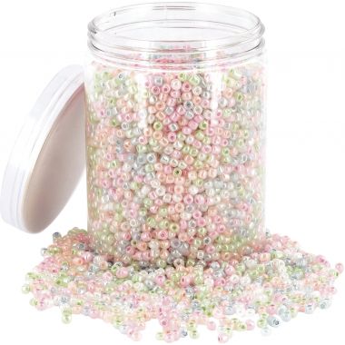Bocal de 500 grammes de perles rocailles nacreés