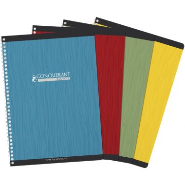 Reliure intégrale 180 pages CONQUERANT RECYCLE, format A4, quadrillé 5x5, papier 70g