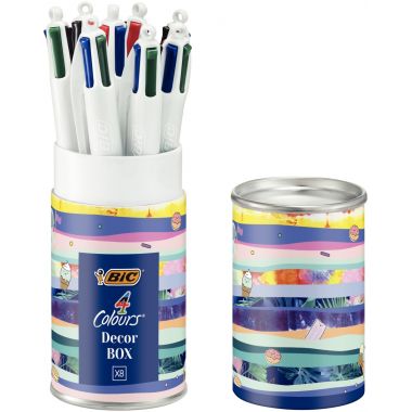 Boîte de 8 stylos 4 couleurs décors assortis
