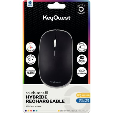 Souris sans fil hybride rechargeable KeyOuest couleur noir