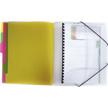 Trieur en polypropylène 3 rabats + élastiques COLOR FRESH 6 compartiments, coloris assortis