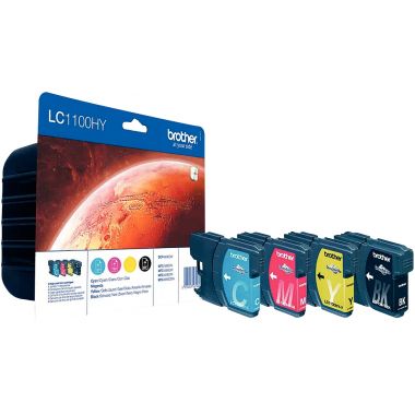 Brother LC1100HYVALBP pack de 4 cartouches jet d'encre noire, cyan, magenta et jaune haute capacité authentique