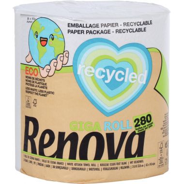 Bobine d'essuyage industriel recyclée 280 feuilles