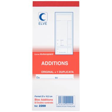 Lot de 10 blocs additions format 23 x 10,2 cm dupli
