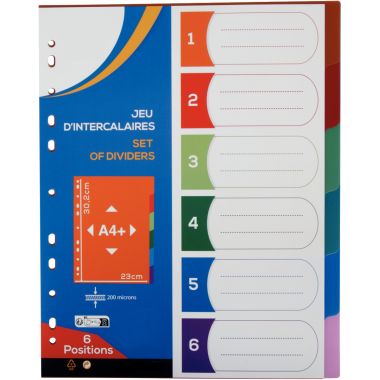 Jeu de 6 intercalaires en polypropylène COLOR FRESH, format A4+