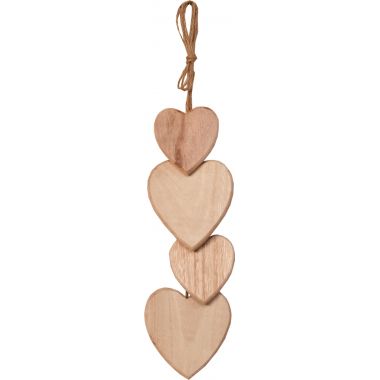 Suspension de 4 cœurs en bois