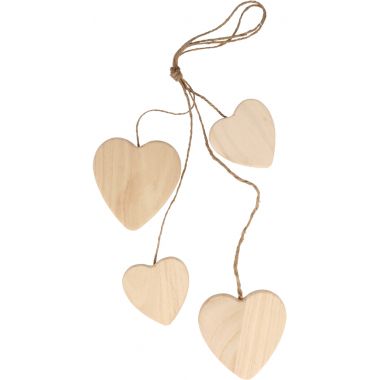 Suspension de 4 cœurs en bois