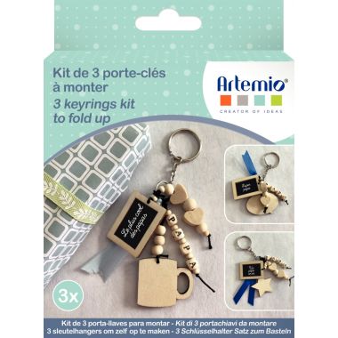 Kit de 3 porte-clés en bois pour Papa
