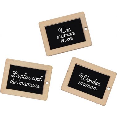 Kit de 3 porte-clés en bois pour Maman