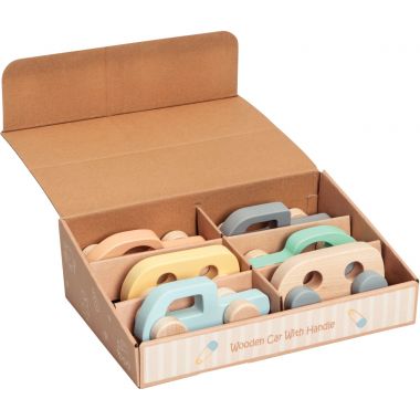 Lot de 6 voiturettes en bois pastel
