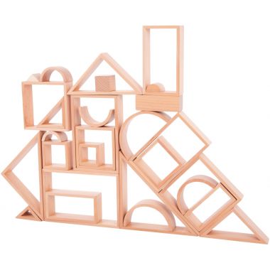 Jeu de construction architecte en bois naturel, 28 pièces