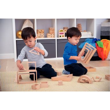 Jeu de construction architecte en bois naturel, 28 pièces