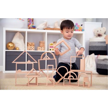 Jeu de construction architecte en bois naturel, 28 pièces
