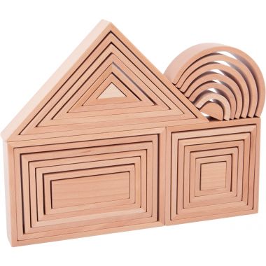 Jeu de construction architecte en bois naturel, 28 pièces