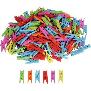 Lot de 450 mini pinces à linge, coloris assortis
