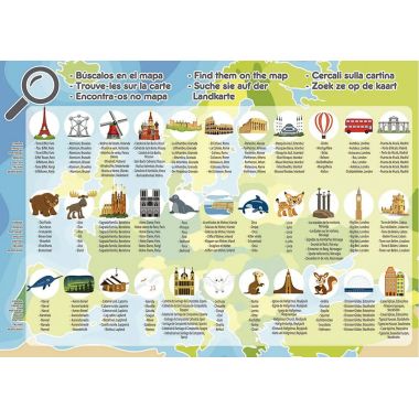 Puzzle 150 pièces carte de l'Europe + poster d'observation