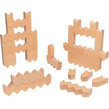 Boite de 30 ZIGZAG BLOCKS en bois naturel