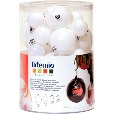 Boite de 39 boules en plastique blanc