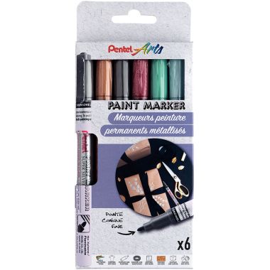 Pochette de 6 marqueurs peinture métal assortis