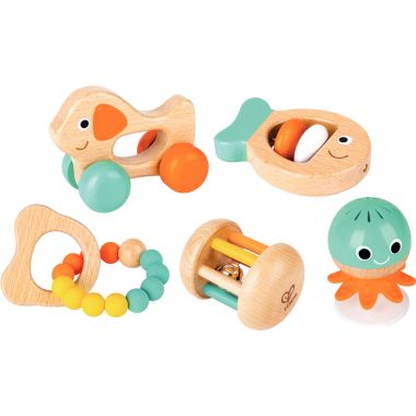 Coffret de 5 hochets sensoriels en bois
