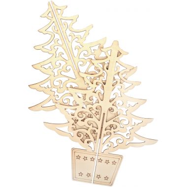 Lot de 10 sapins de Noël 3D en bois, 2 modèles assortis