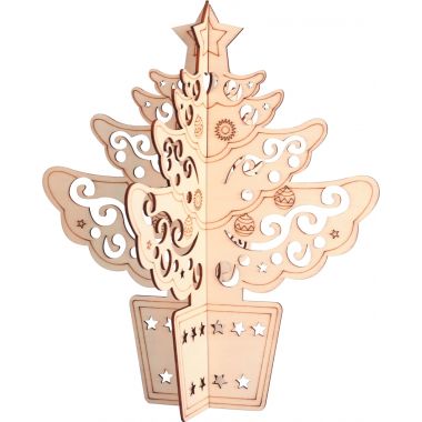 Lot de 10 sapins de Noël 3D en bois, 2 modèles assortis