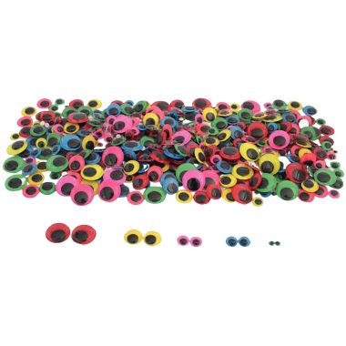 Sac de 1000 yeux mobiles adhésifs colorés - 2250
