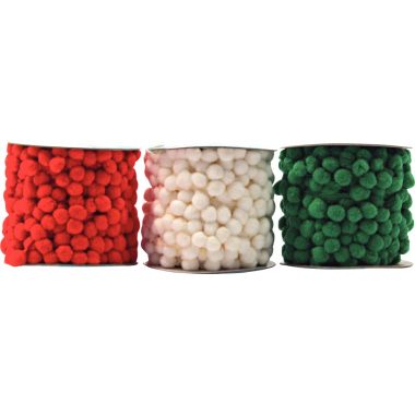 Pack de 3 bobines pompons 3mètres assortis