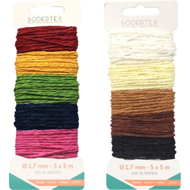 Lot de 2 cartes 5 x 5 m de fil papier coloris assortis