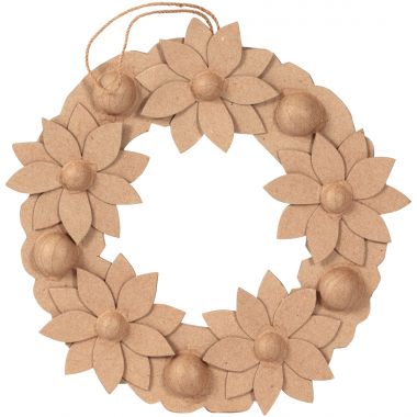 Couronne de fleurs en carton brun, diamètre 29 cm