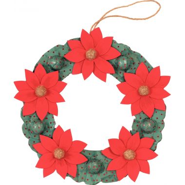Couronne de fleurs en carton brun, diamètre 29 cm